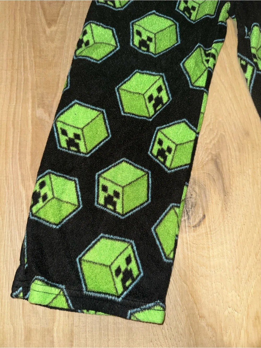 Kids Green Creeper Cube Fleece Pajama Pants